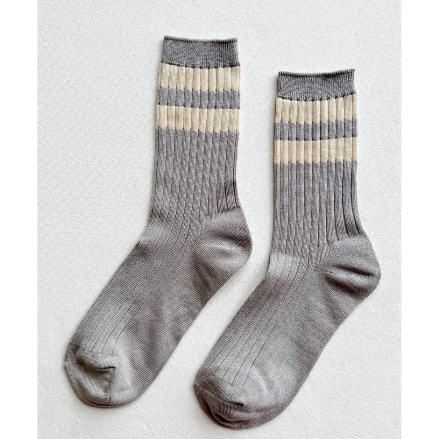 Le Bon Shoppe Her Varsity Socks Stone White