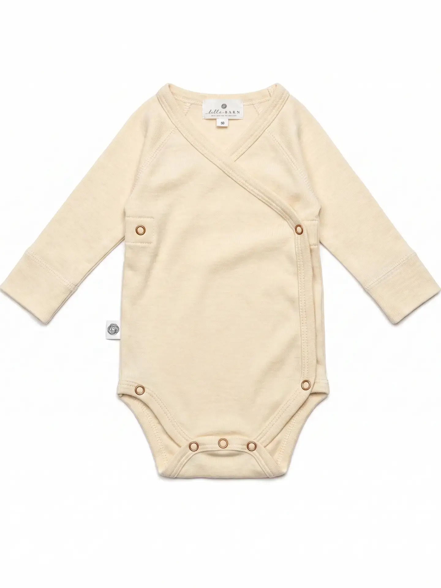 Lille Barn Wool Long Sleeve Wrap Romper Merino Wool Natural