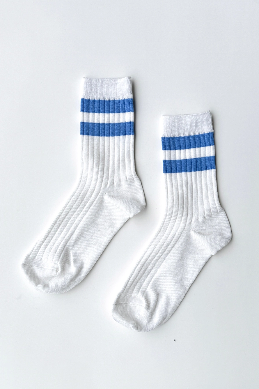 Le Bon Shoppe Her Varsity Socks White Periwinkle