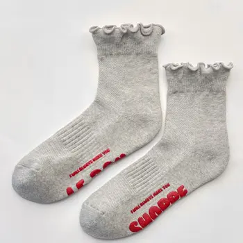 Le Bon Shoppe Hugger Socks Grey / Red