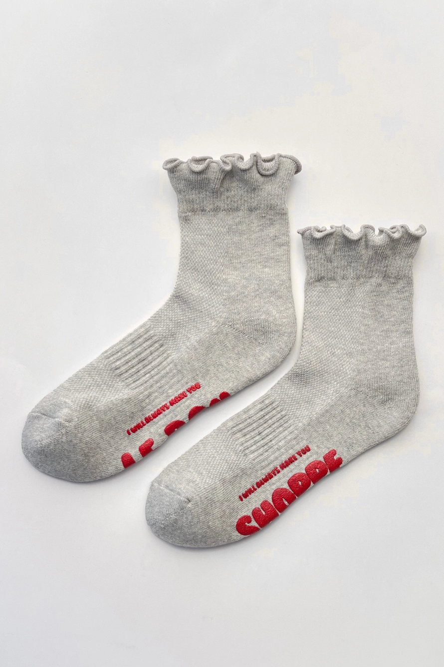 Le Bon Shoppe Hugger Socks Grey / Red