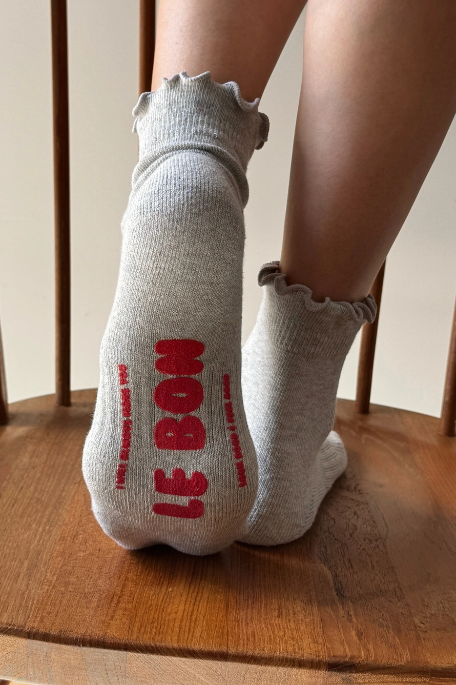 Le Bon Shoppe Hugger Socks Grey / Red