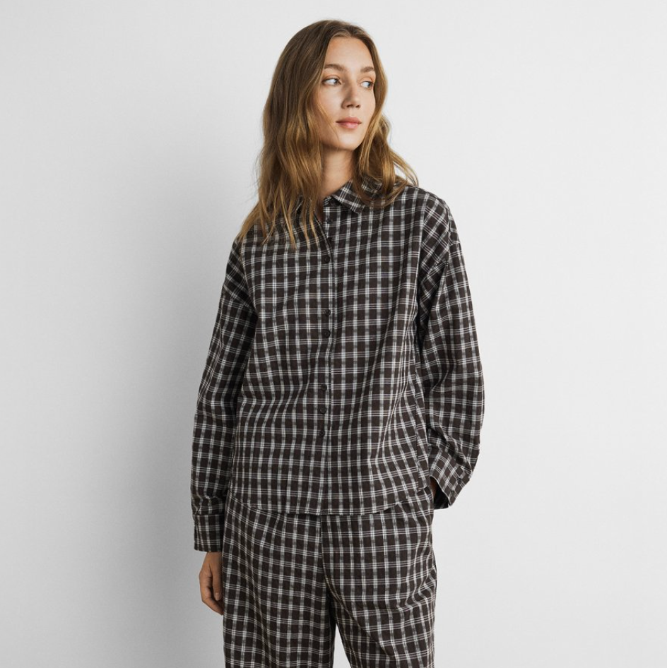 Msch Copenhagen Carola Blouse MSCH Brown Grey Check S/M