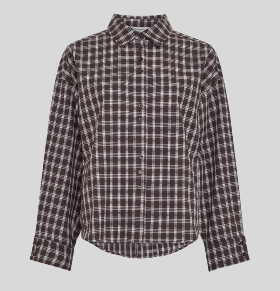Msch Copenhagen Carola Blouse MSCH Brown Grey Check S/M