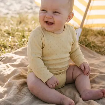 Lille Barn Woolen Pointelle Romper Dusty Yellow