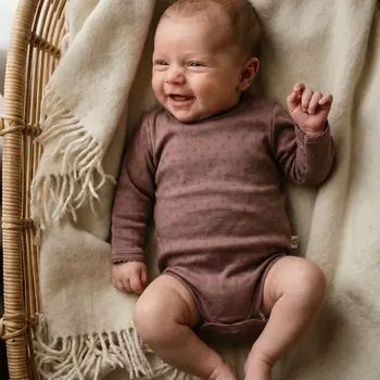 Lille Barn Woolen Pointelle Romper Rose Brown