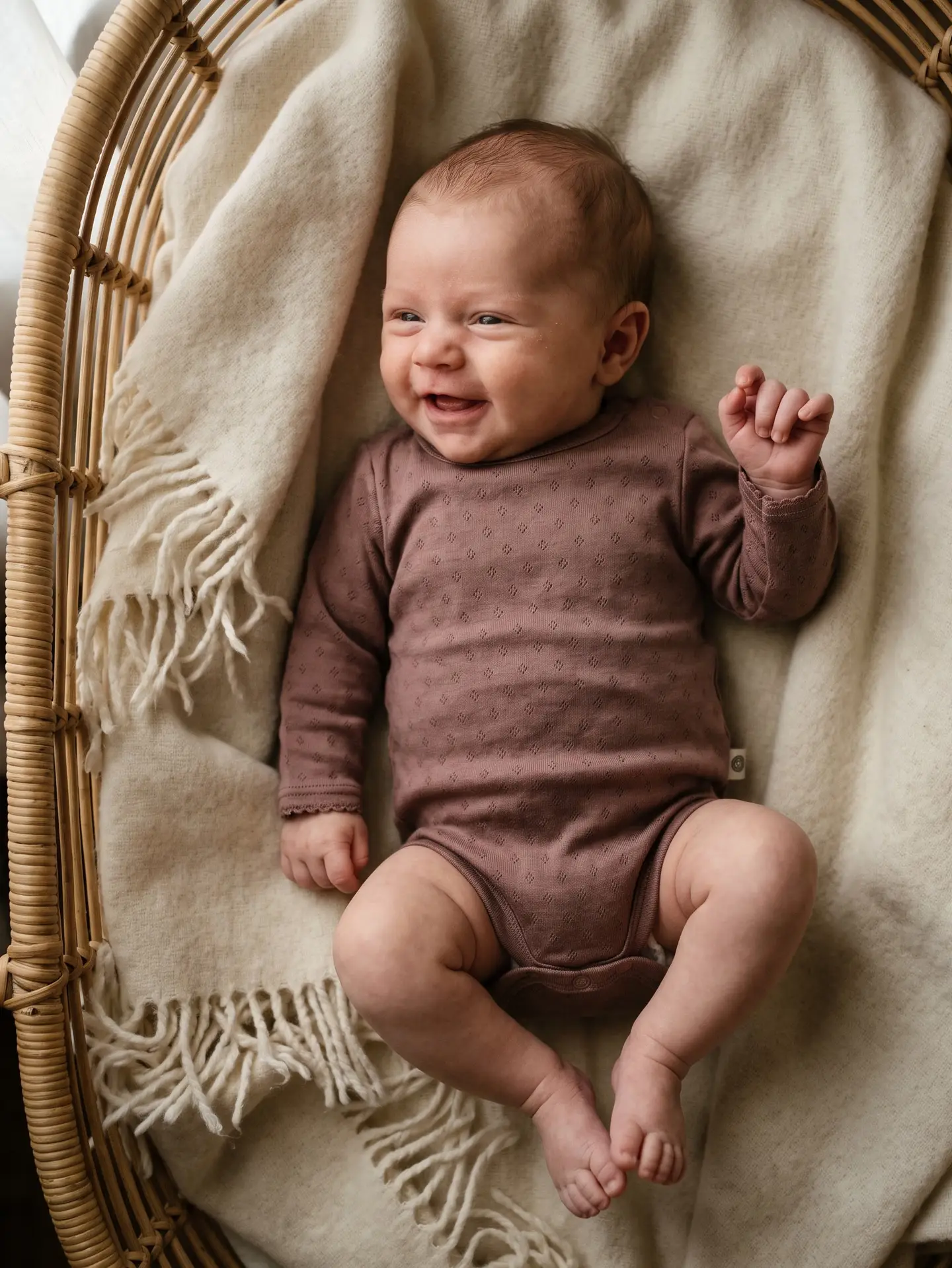 Lille Barn Woolen Pointelle Romper Rose Brown