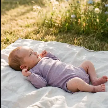 Lille Barn Woolen Pointelle Romper Lavender Frost