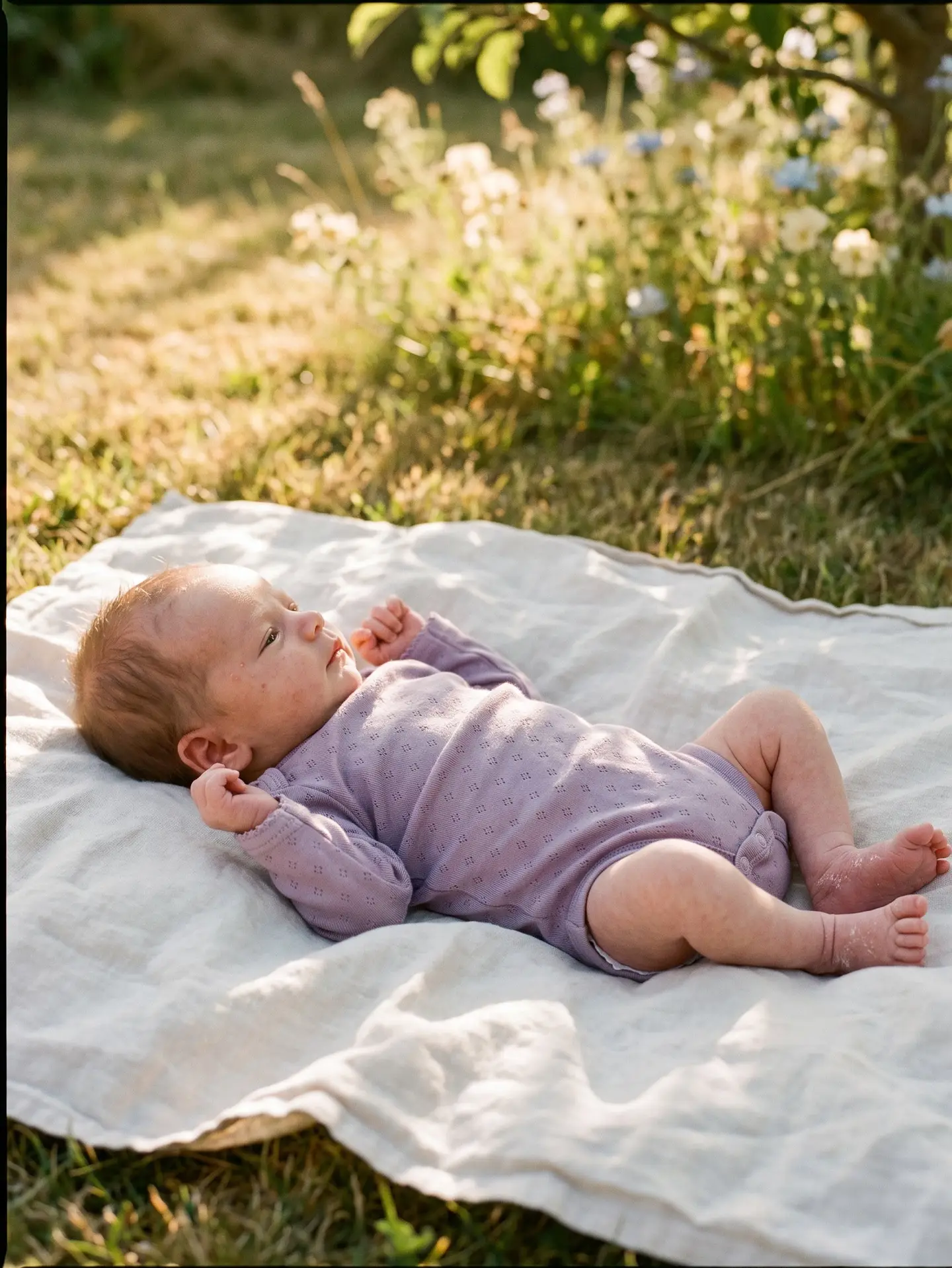 Lille Barn Woolen Pointelle Romper Lavender Frost
