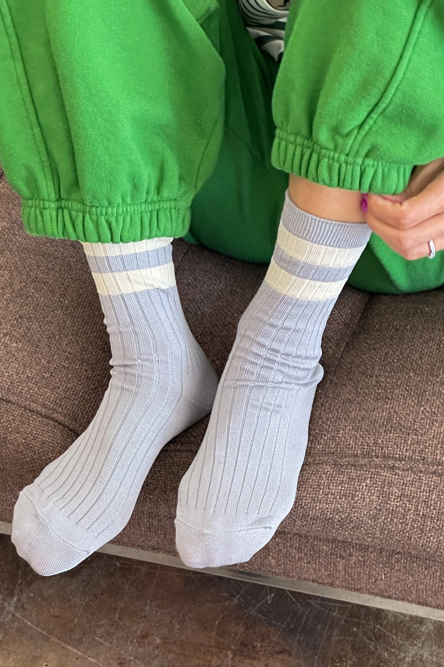 Le Bon Shoppe Her Varsity Socks Stone White