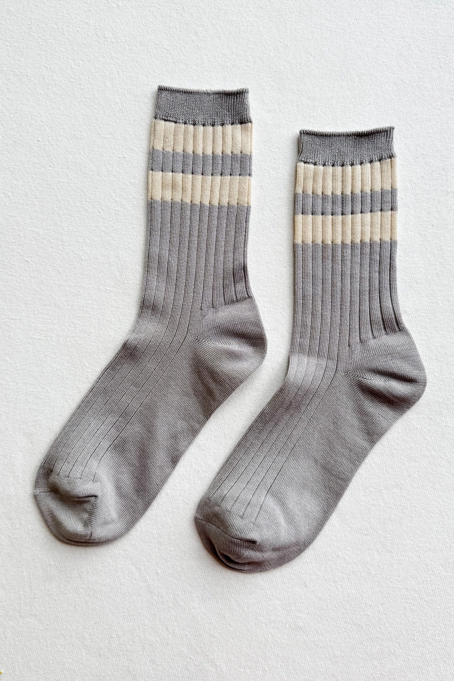 Le Bon Shoppe Her Varsity Socks Stone White