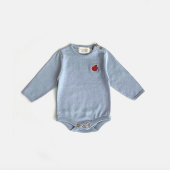 The Rest Knit Bodysuit Sky blue with Apple
