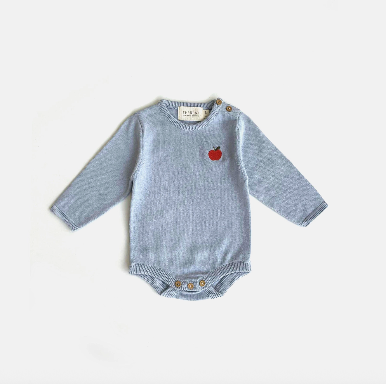 The Rest Knit Bodysuit Sky blue with Apple