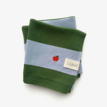 The Rest Organic Cotton Knit Blanket Sky Clover Rugby Stripe