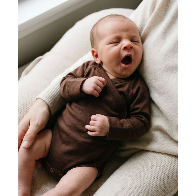 Lille Barn Long Sleeve Wool Wrap Bodysuit Chocolate