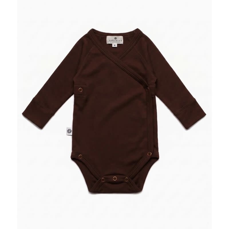 Lille Barn Long Sleeve Wool Wrap Bodysuit Chocolate