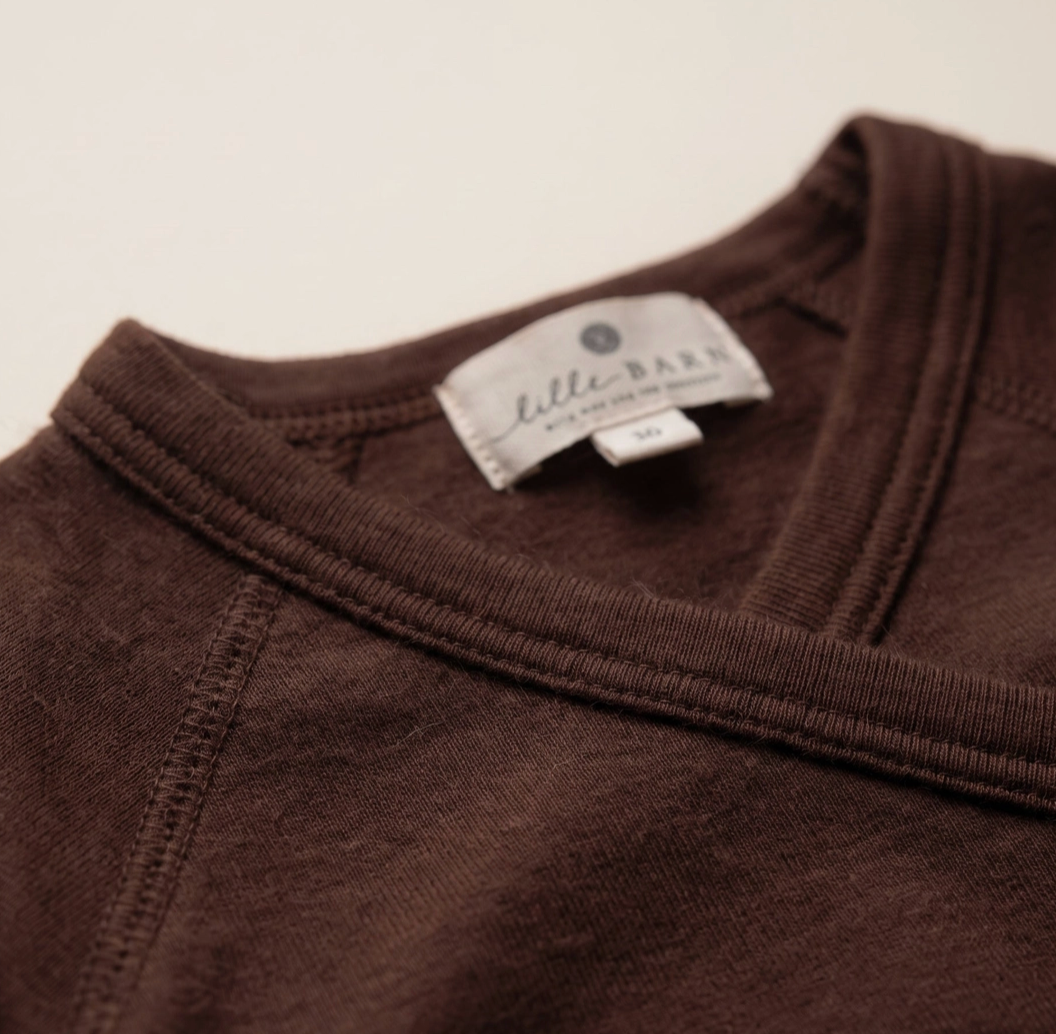 Lille Barn Long Sleeve Wool Wrap Bodysuit Chocolate