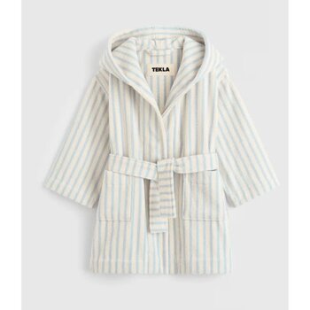 Tekla Terry Kids Bathrobe Soft Blue Stripes