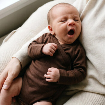 Lille Barn Long Sleeve Wool Wrap Bodysuit Chocolate