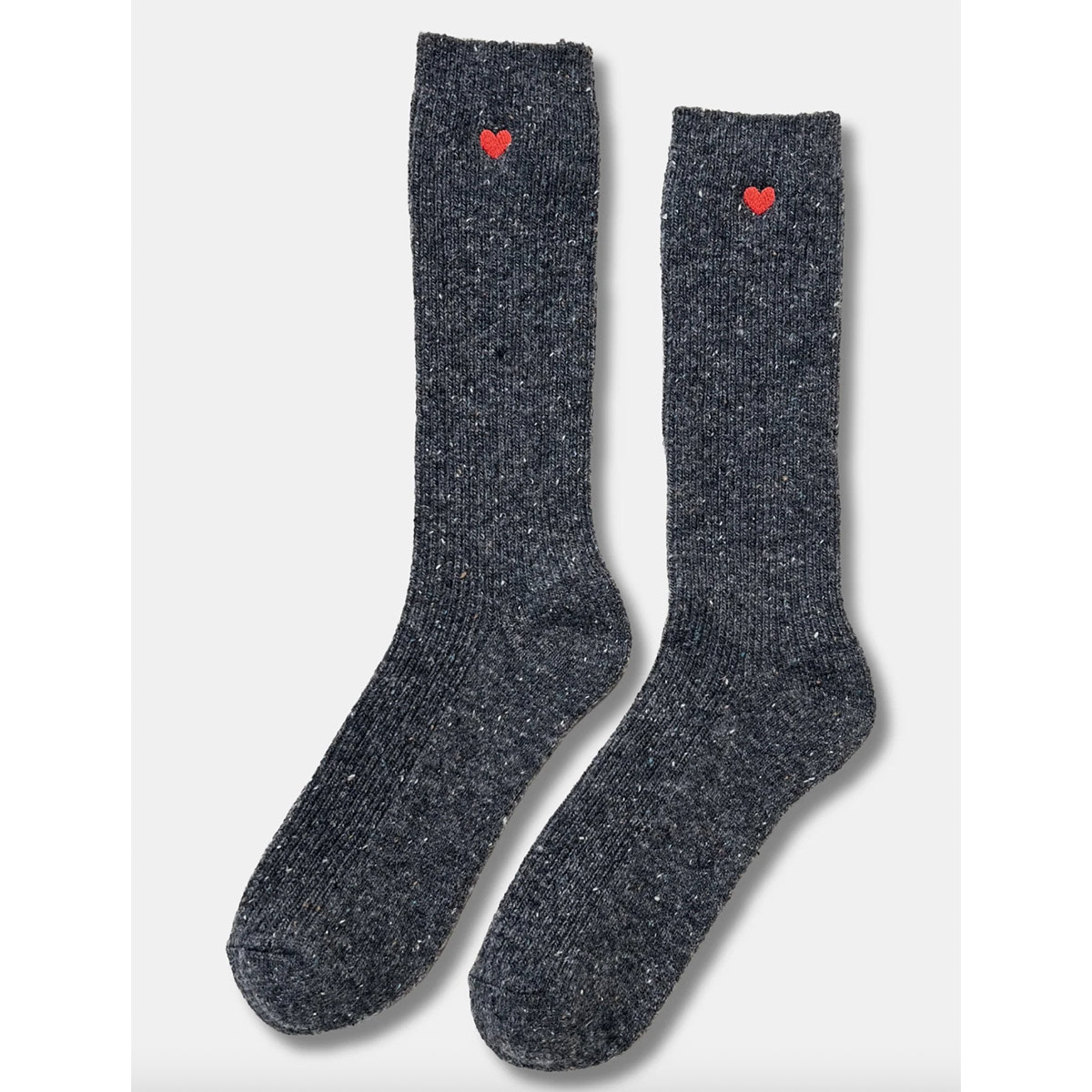 Le Bon Shoppe Embroidered Snow Socks Charcoal Heart