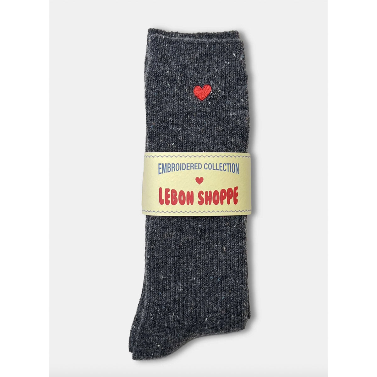 Le Bon Shoppe Embroidered Snow Socks Charcoal Heart