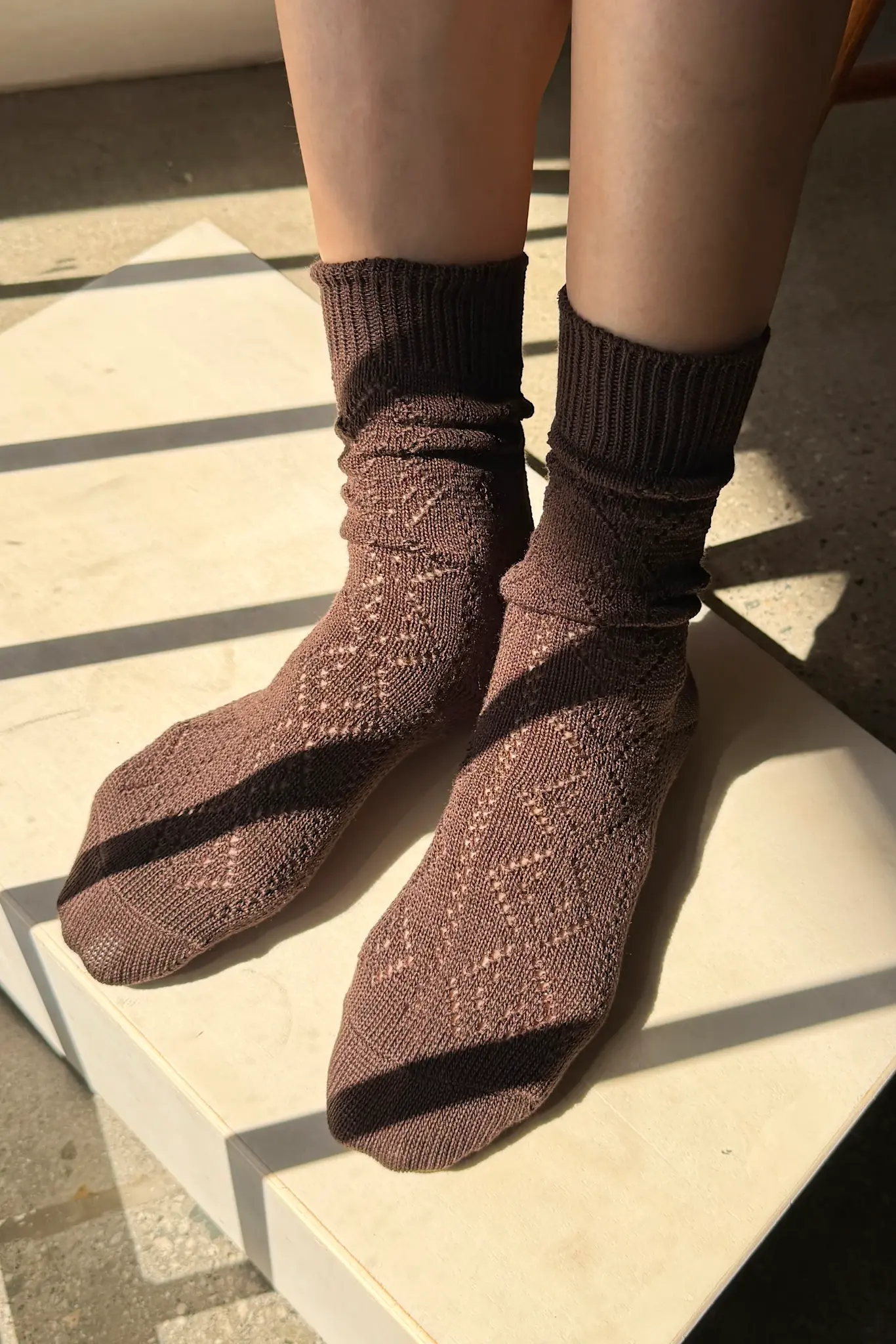 Le Bon Shoppe Modal Eyelet Socks Brown