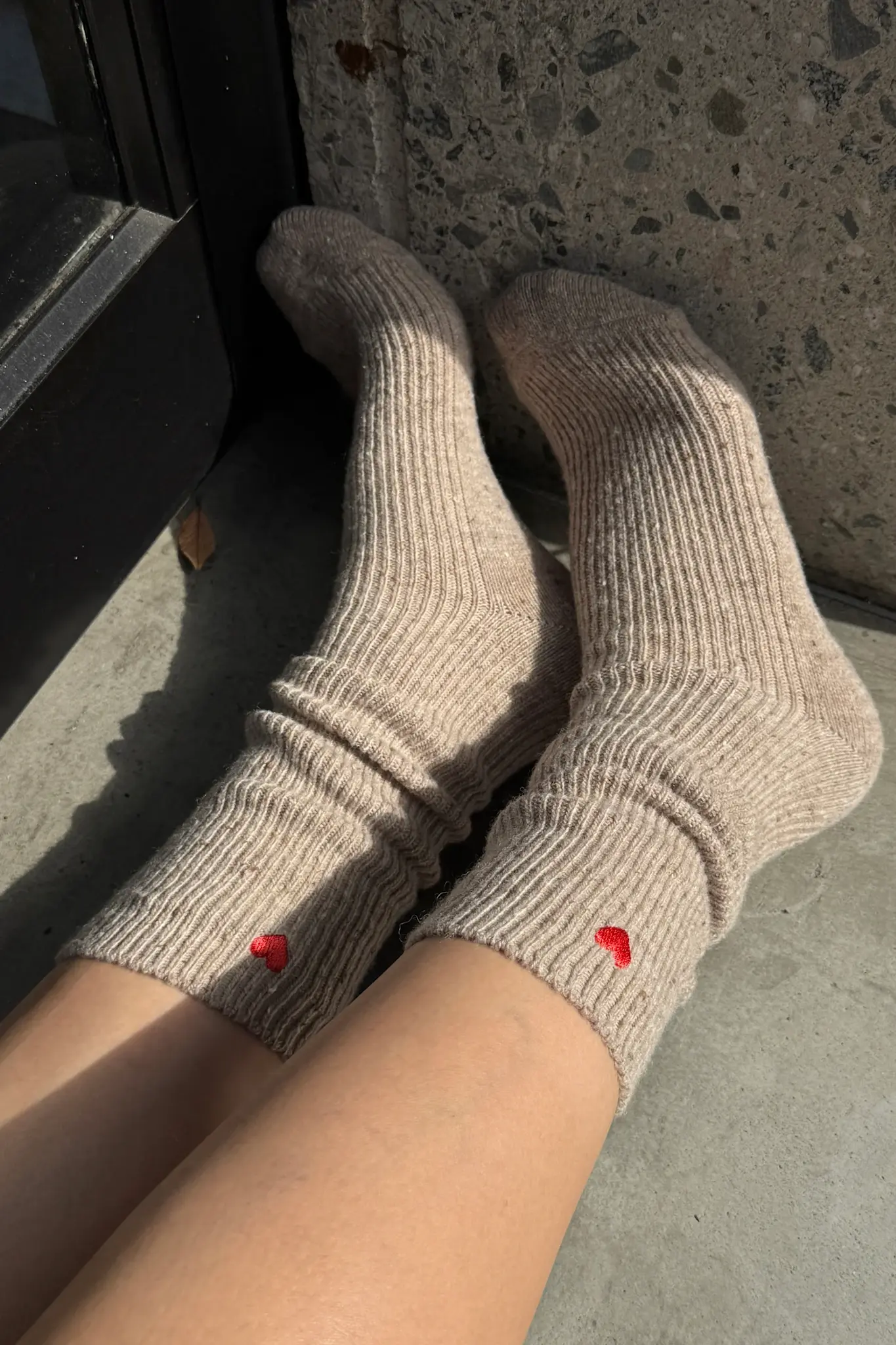 Le Bon Shoppe Embroidered Snow Socks Tan