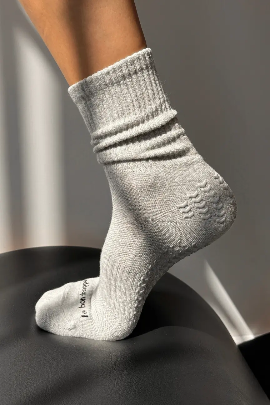 Le Bon Shoppe Grip Gym Socks Grey
