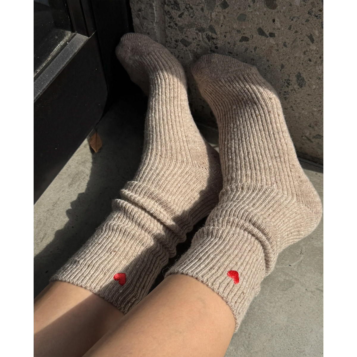 Le Bon Shoppe Embroidered Snow Socks Tan