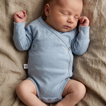 Lille Barn Long Sleeve Wool Wrap Bodysuit Blue Fog