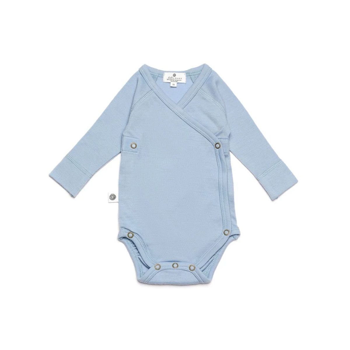 Lille Barn Long Sleeve Wool Wrap Bodysuit Blue Fog