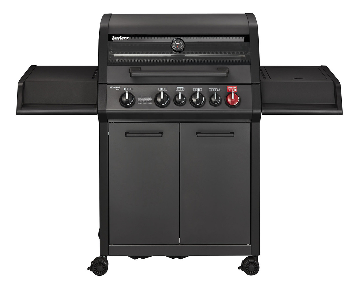 Enders Enders Monroe Pro 4 SIK Turbo Gas Barbecue Mat Zwart Enders Enders Monroe Pro 4 SIK Turbo Gas Barbecue Mat Zwart