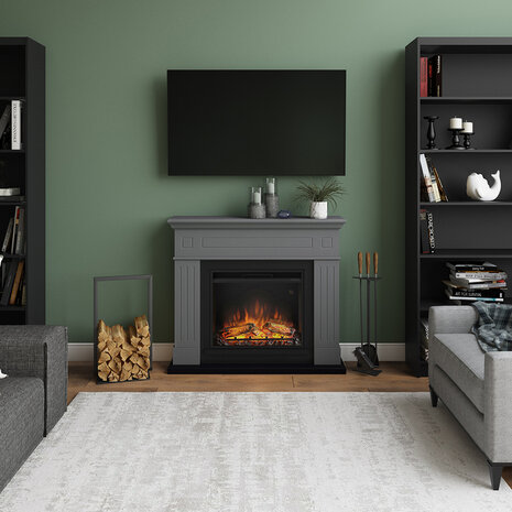 TAGU TAGU Larsen Solid Grey met elektrische haard TAGU TAGU Larsen Solid Grey met elektrische haard