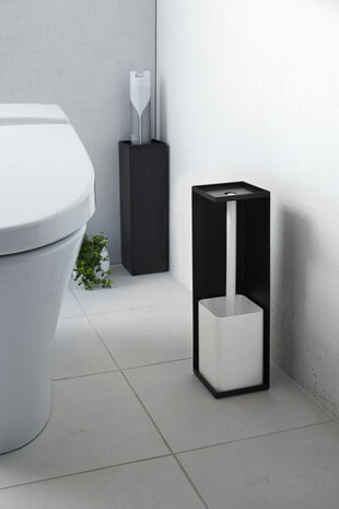 Yamazaki Yamazaki Toiletrol houder Gesloten - Tower - black Yamazaki Yamazaki Toiletrol houder Gesloten - Tower - black