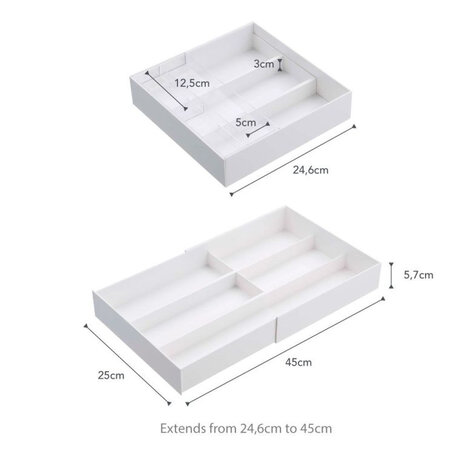 Yamazaki Yamazaki Lade-organizer Uitschuifbaar - Tower - White Yamazaki Yamazaki Lade-organizer Uitschuifbaar - Tower - White