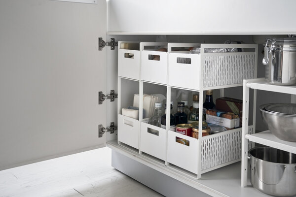 Yamazaki Yamazaki Keukenrek met Manden 2 niveaus - Tower - White Yamazaki Yamazaki Keukenrek met Manden 2 niveaus - Tower - White