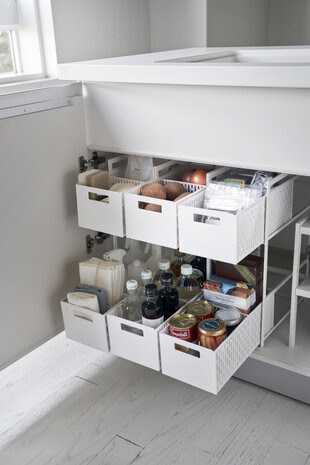 Yamazaki Yamazaki Keukenrek met Manden 2 niveaus - Tower - White Yamazaki Yamazaki Keukenrek met Manden 2 niveaus - Tower - White