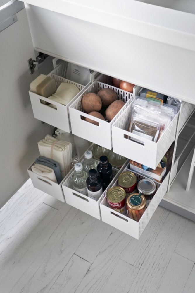 Yamazaki Yamazaki Keukenrek met Manden 2 niveaus - Tower - White Yamazaki Yamazaki Keukenrek met Manden 2 niveaus - Tower - White