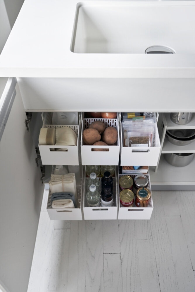 Yamazaki Yamazaki Keukenrek met Manden 2 niveaus - Tower - White Yamazaki Yamazaki Keukenrek met Manden 2 niveaus - Tower - White