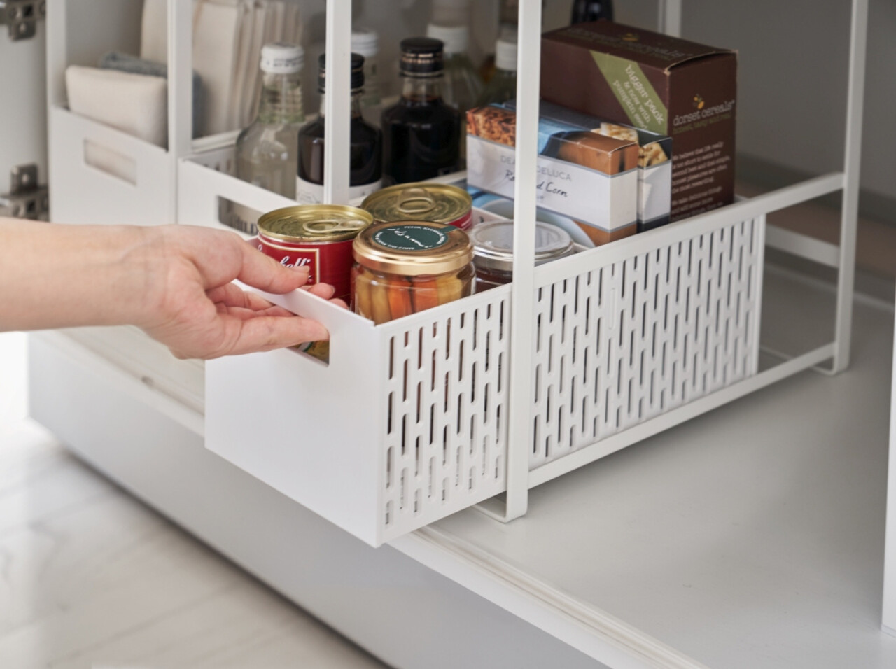 Yamazaki Yamazaki Keukenrek met Manden 2 niveaus - Tower - White Yamazaki Yamazaki Keukenrek met Manden 2 niveaus - Tower - White