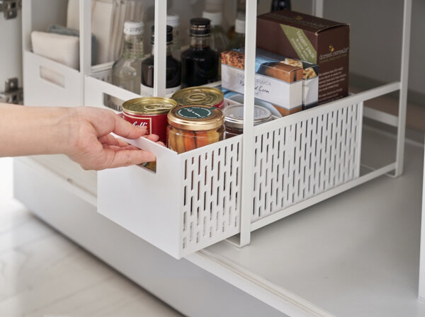 Yamazaki Yamazaki Keukenrek met Manden 2 niveaus - Tower - White Yamazaki Yamazaki Keukenrek met Manden 2 niveaus - Tower - White