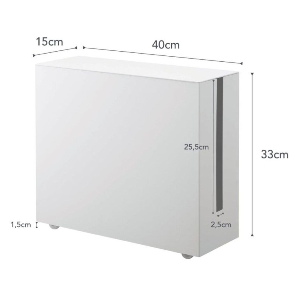 Yamazaki Yamazaki Kabelbox met Wielen - Tower - White Yamazaki Yamazaki Kabelbox met Wielen - Tower - White