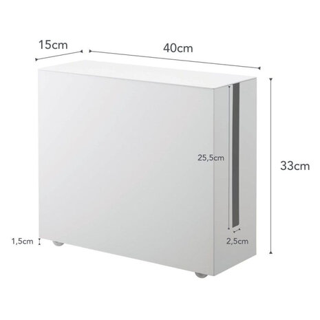 Yamazaki Yamazaki Kabelbox met Wielen - Tower - White Yamazaki Yamazaki Kabelbox met Wielen - Tower - White