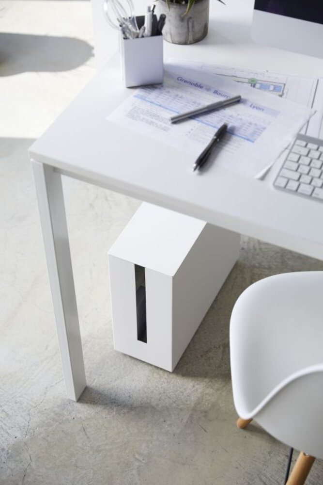 Yamazaki Yamazaki Kabelbox met Wielen - Tower - White Yamazaki Yamazaki Kabelbox met Wielen - Tower - White