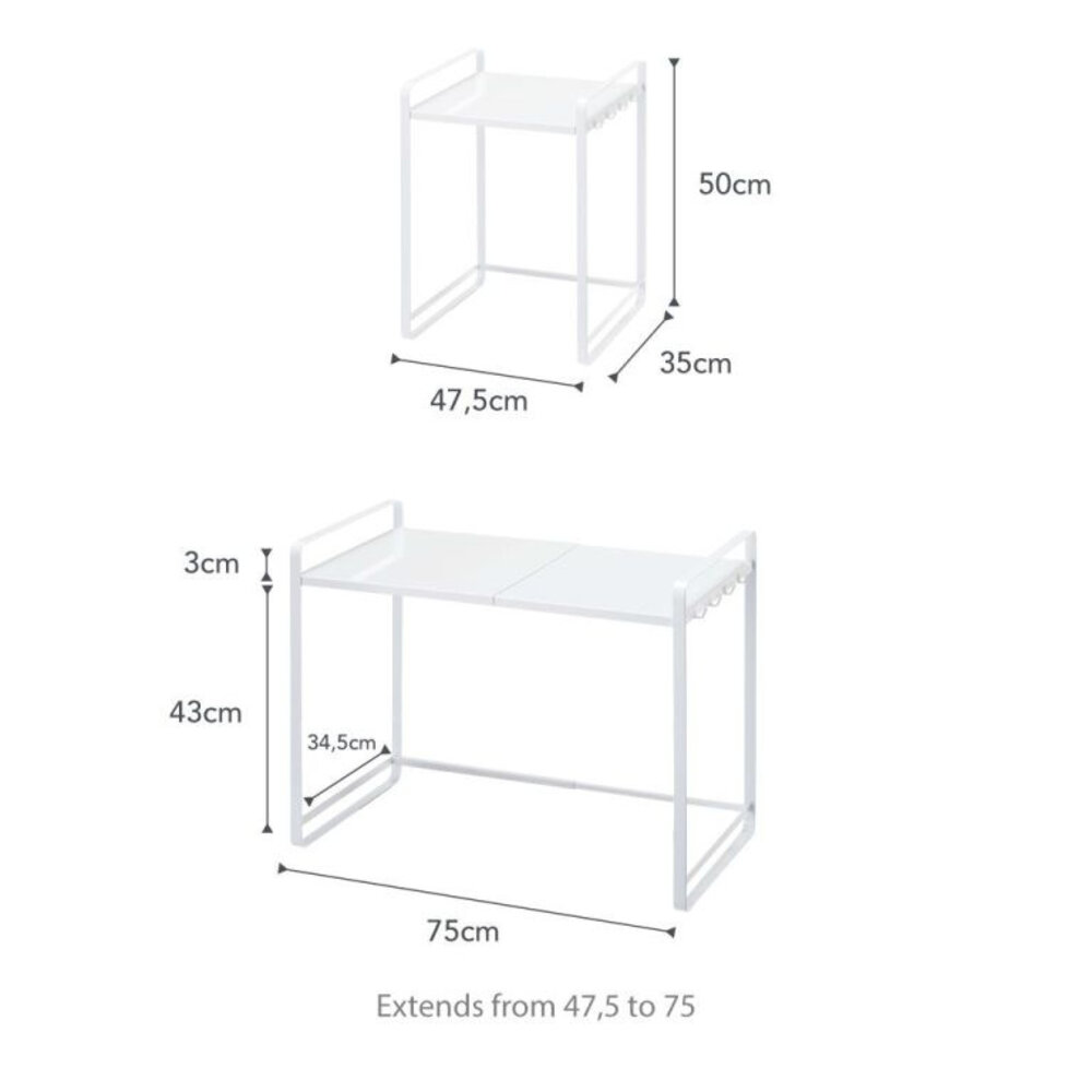 Yamazaki Yamazaki Uitschuifbare Keukenorganiser - Tower - white Yamazaki Yamazaki Uitschuifbare Keukenorganiser - Tower - white