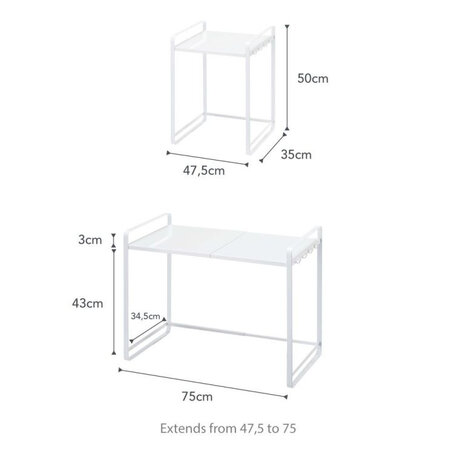 Yamazaki Yamazaki Uitschuifbare Keukenorganiser - Tower - white Yamazaki Yamazaki Uitschuifbare Keukenorganiser - Tower - white