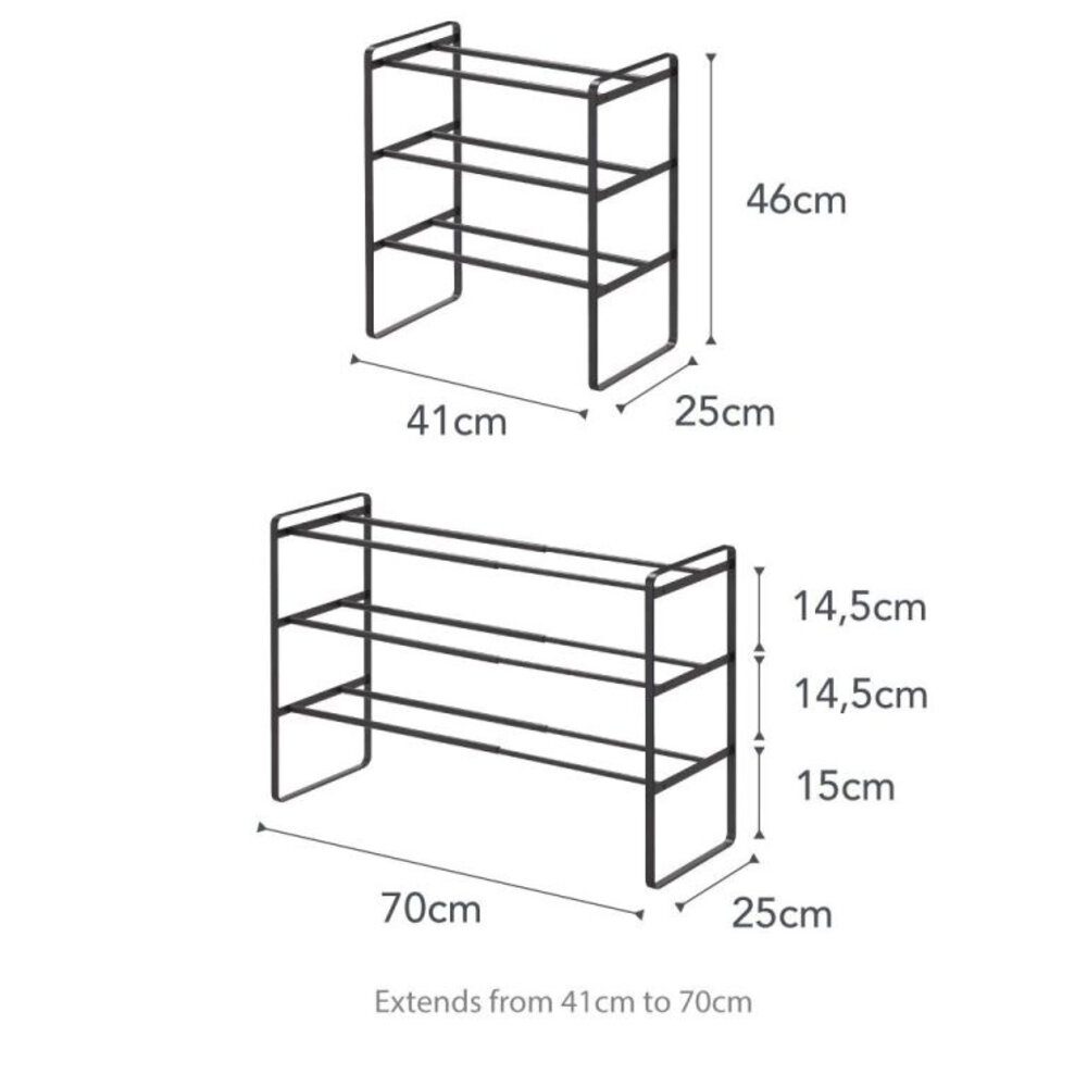 Yamazaki Yamazaki Schoenenrek Uitschuifbaar - Frame - 3 niveaus - black