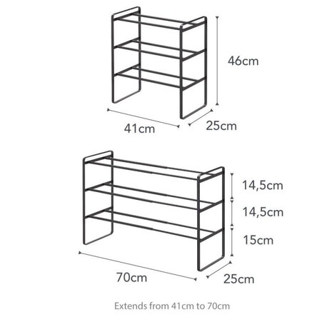 Yamazaki Yamazaki Schoenenrek Uitschuifbaar - Frame - 3 niveaus - black