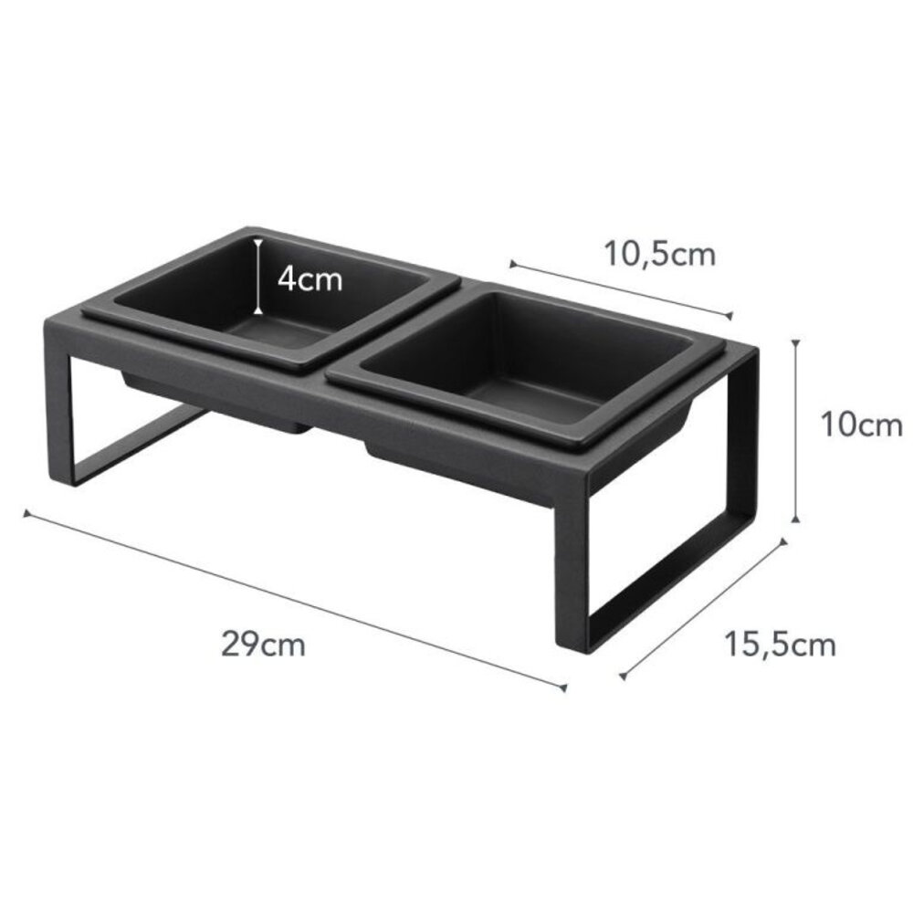 Yamazaki Yamazaki Voerbak Kat/Hond - Tower - Black Yamazaki Yamazaki Voerbak Kat/Hond - Tower - Black