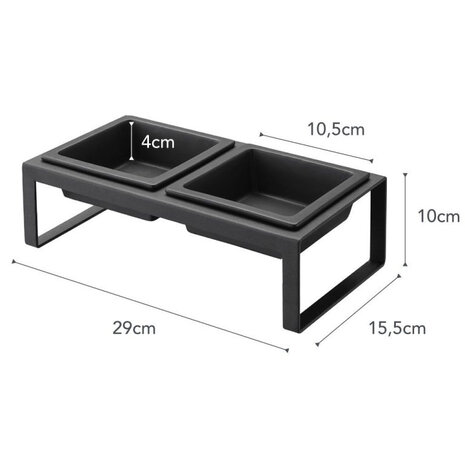Yamazaki Yamazaki Voerbak Kat/Hond - Tower - Black Yamazaki Yamazaki Voerbak Kat/Hond - Tower - Black